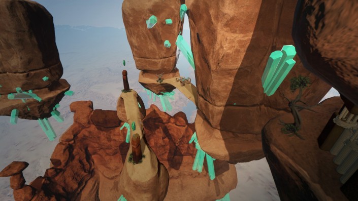 A Screenshot from my graduate thesis game Skyreach. Utah red rock meet Avatar's Pandora.