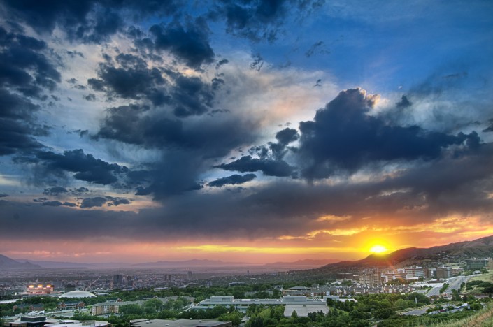 A sunset overlooking the Salt Lake Valley